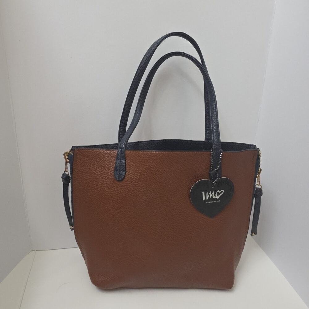 New Reversible Tote Bag IMO In Brown & Navy Large - Picture 3 of 10
